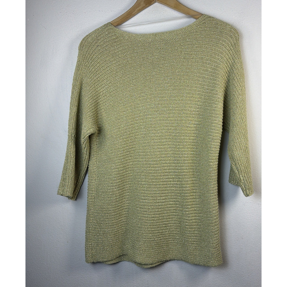 Chico's 2 Large shannon shine Metallic party Sweater Pullover Green festival NWT - Picture 9 of 14